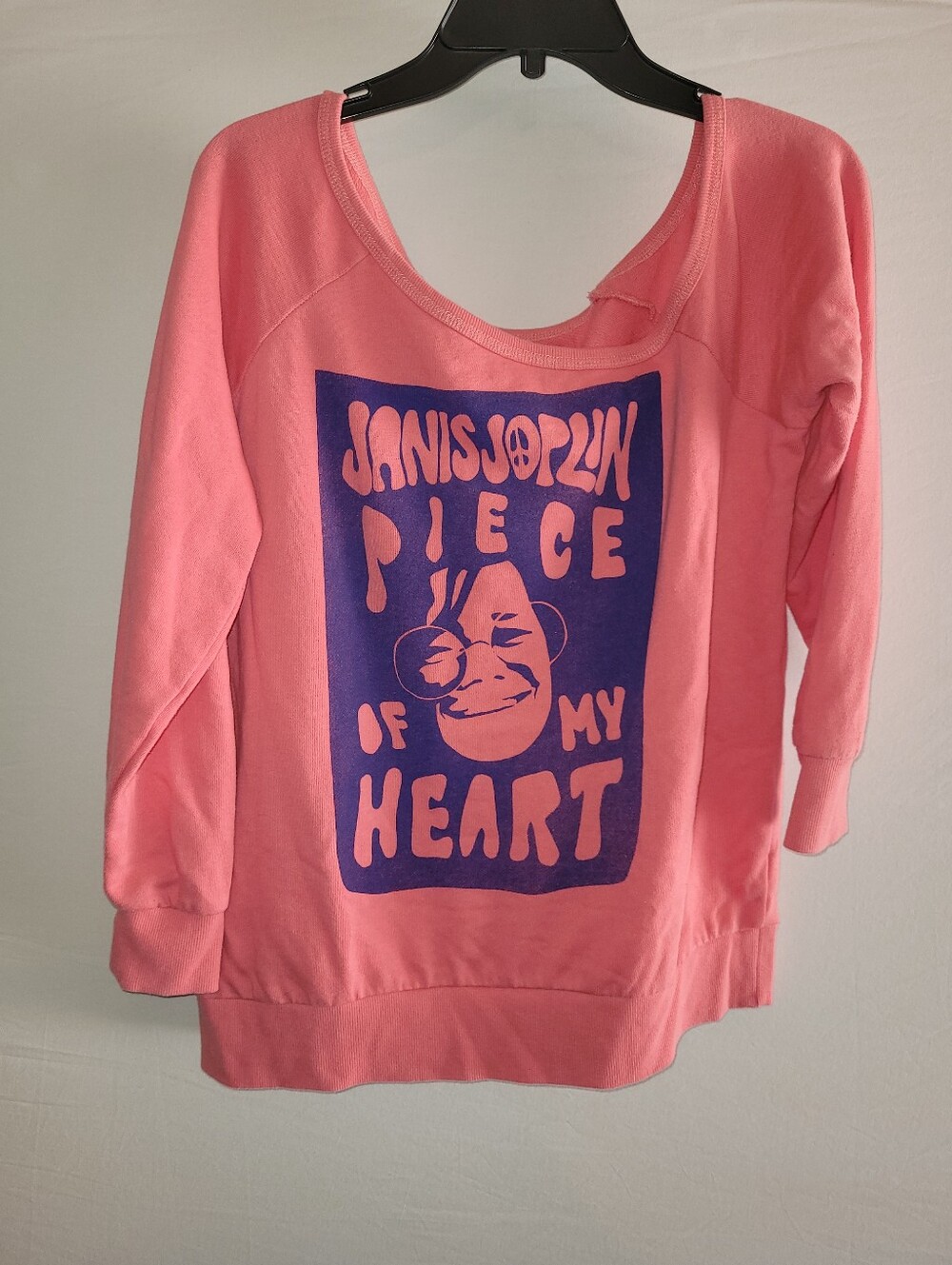 Janis Joplin 'Piece of My Heart' Pink Graphic Pullover, M